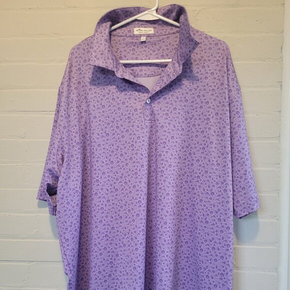 Peter Millar Summer Comfort XXL Purple 70s Novelty Print Golf Polo - Picture 1 of 4